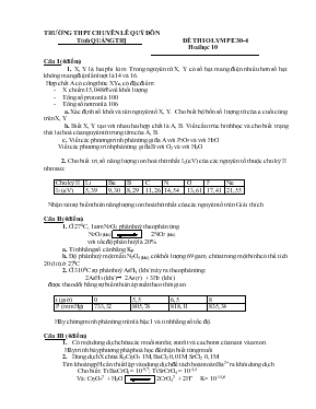 Đề thi olympic 30-4 hoá học 10 trường THPT chuyên Lê Quý Đôn